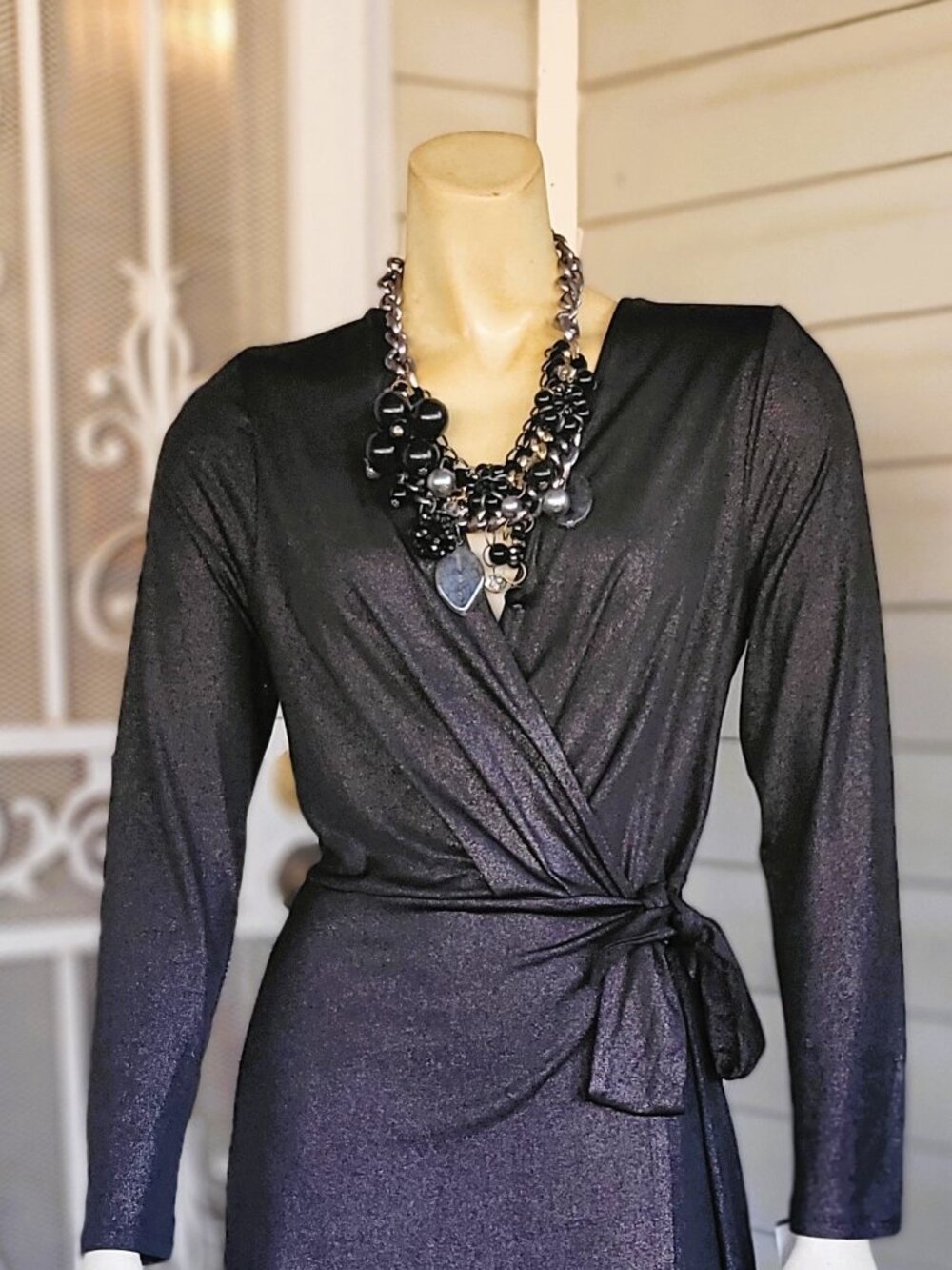 BCBG BLACK METALLIC DRESS